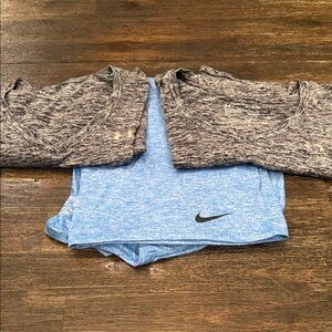 Nike Blue Athletic Shirt and Under Armour black Tops Bundle